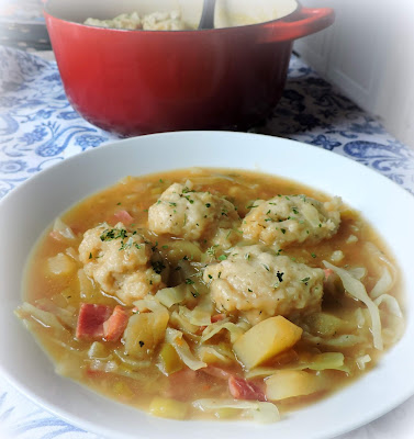 Cabbage & Ham Soup with Cheese Dumplings