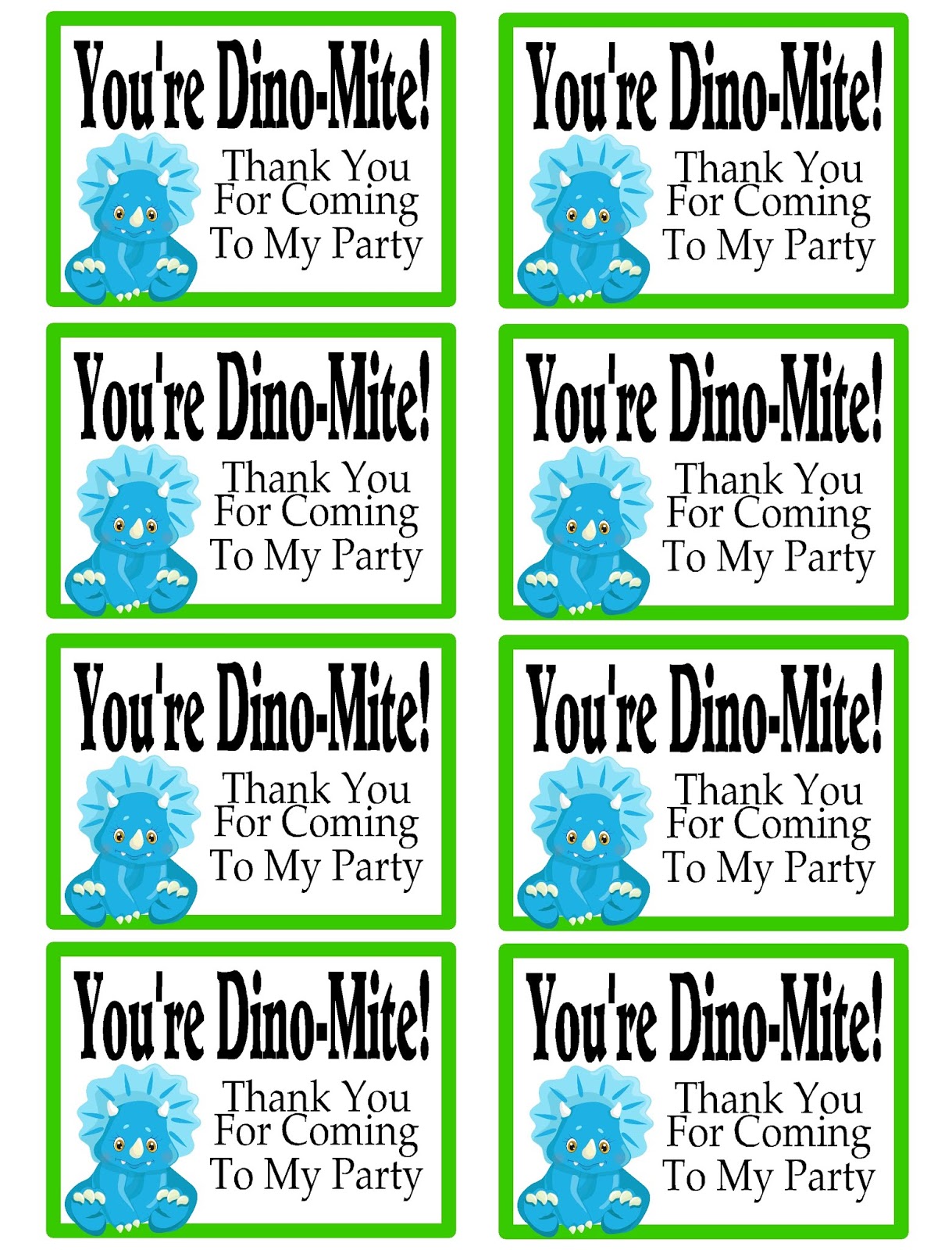 DIY Party Mom: You #39 re Dinomite Thank You Party Favor Tag