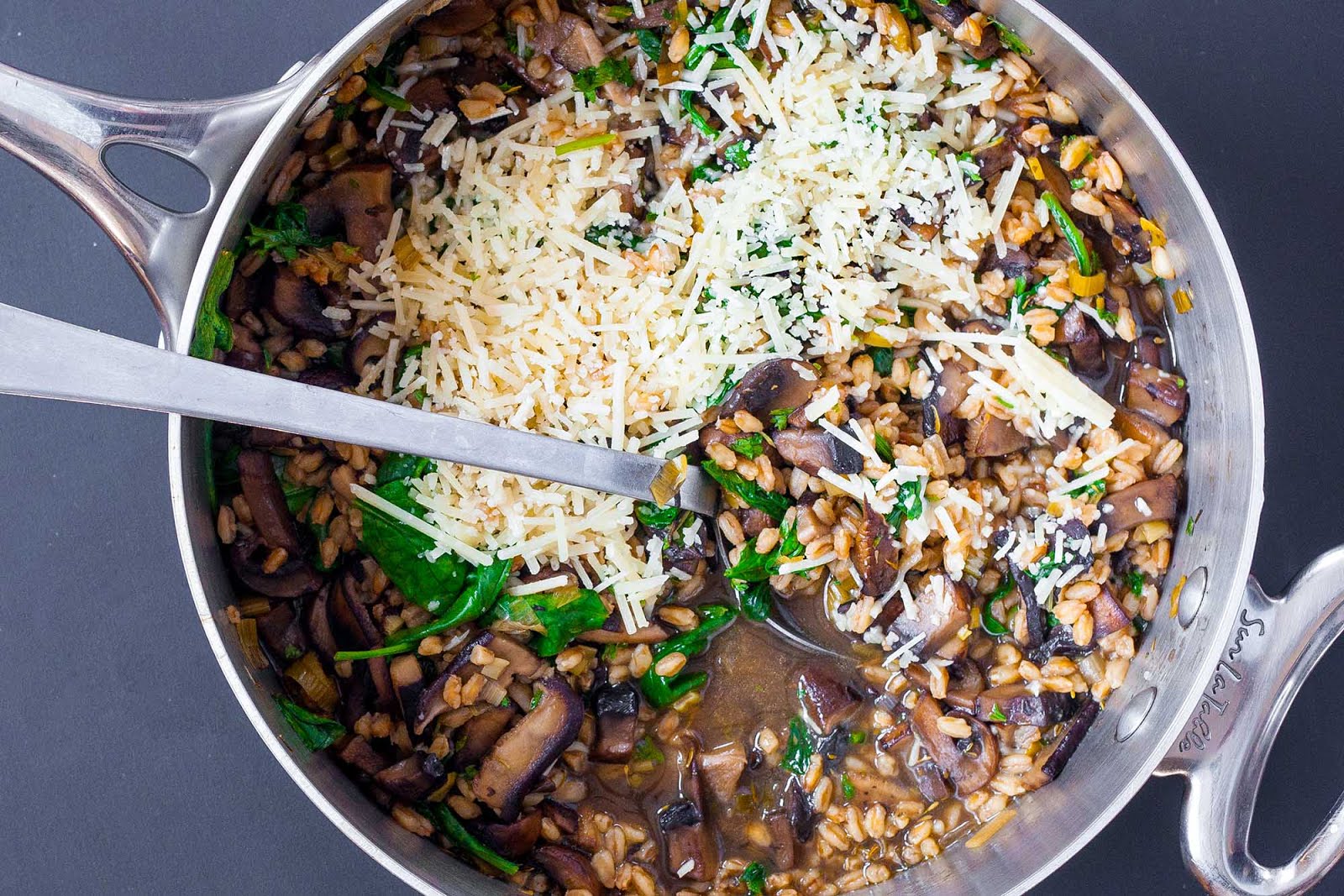 Farro, Mushroom, and Spinach Soup