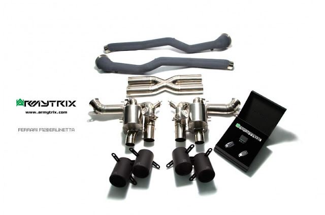 Echappement sport Titane ARMYTRIX à valves pour Ferrari F12 BERLINETTA (2012-) Silencieux arrières en Titane avec valves + X-Pipe Avec système valves controle sans fil permettant 