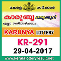 kerala Lottery Result Karunya Lottery KR 291 Results 29.4.2017 