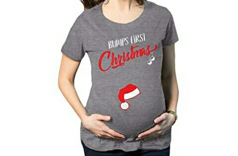 Christmas Baby Bump Simple T-Shirt for Pregnant Moms - Women's Maternity Xmas Shirts - Fashion