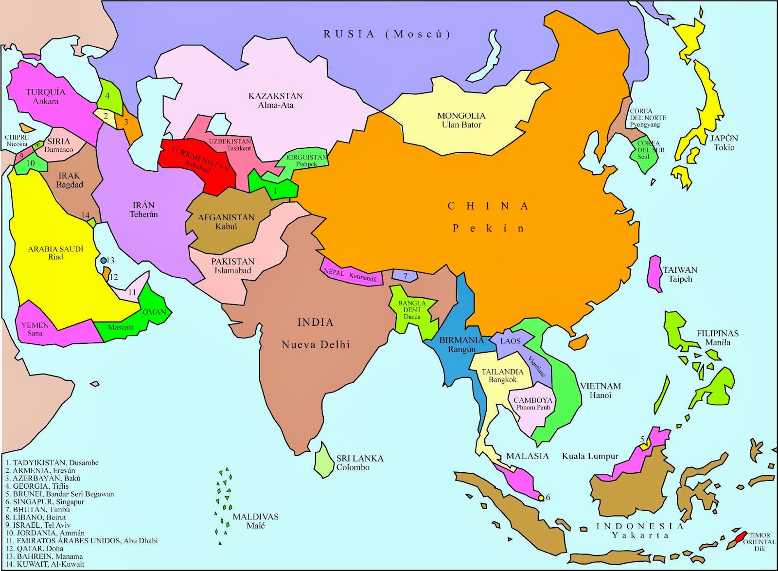 Mapa Da Asia Com Capitais Mapa Da Asia Com Capitais