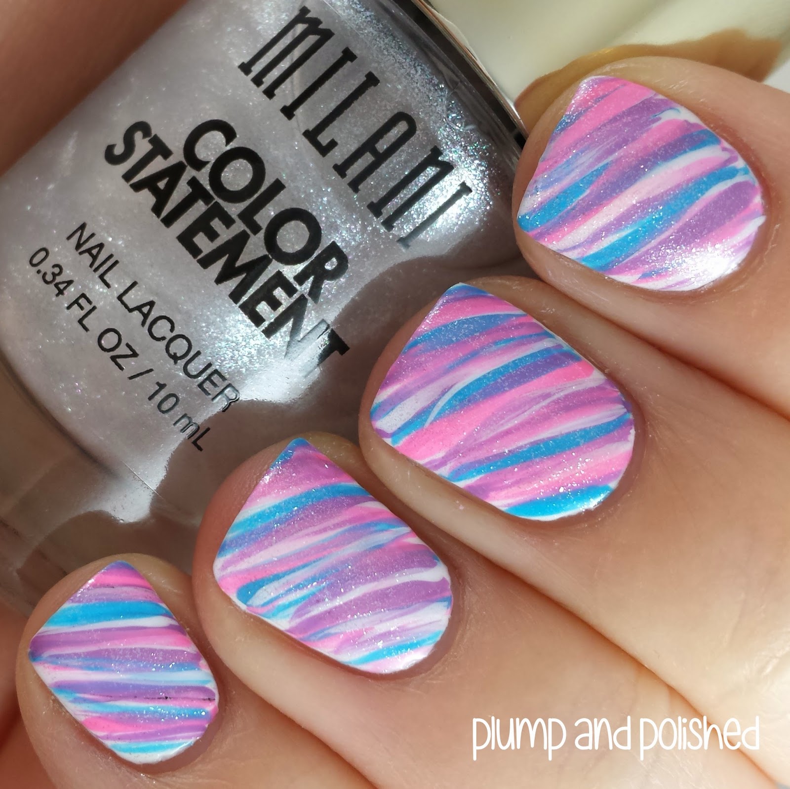 Plump and Polished: Milani Color Statement - Cotton Candy Stripes Nail Art