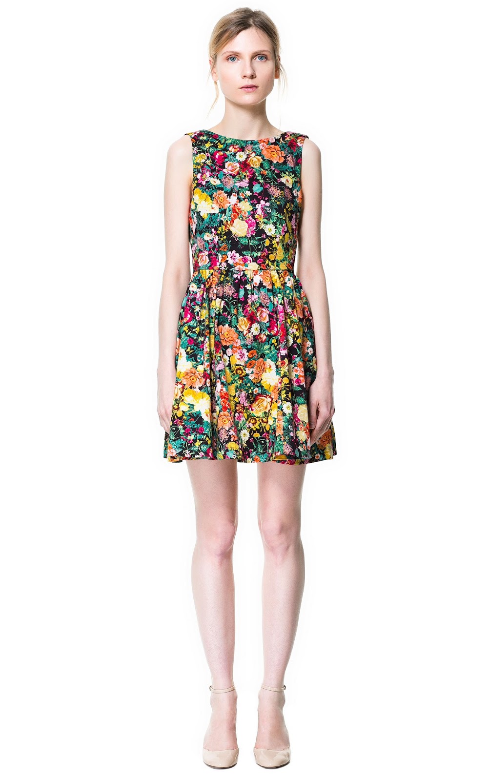 ZARA NEW COLLECTION 2013. DIVINE FLORAL PRINTED PLEATED DRESS. BLOGGERS ...