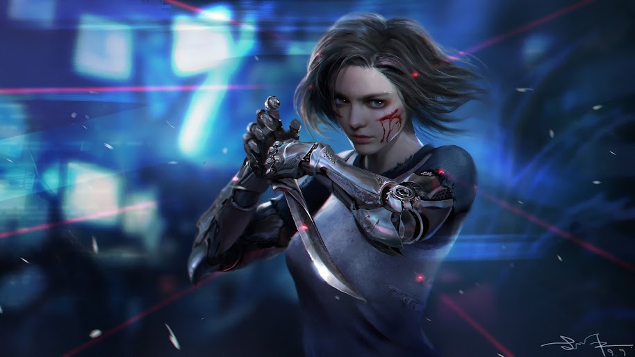 Download Alita Battle Angel Wallpaper 4K PNG