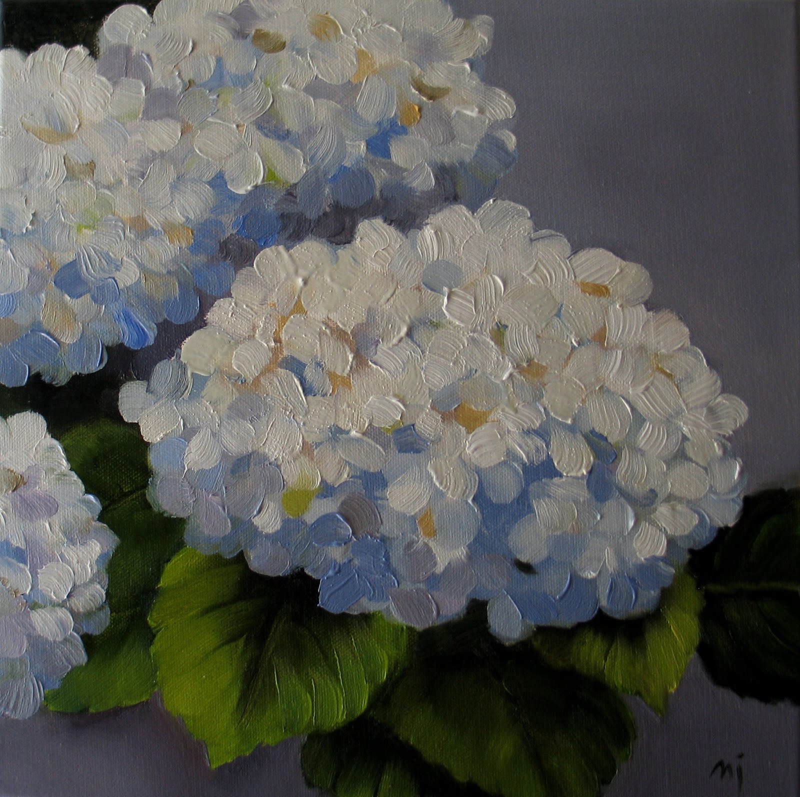 Nel's Everyday Painting White Hydrangeas SOLD