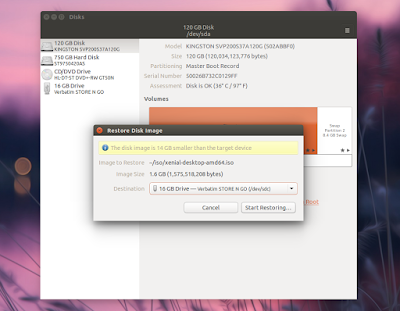 Ubuntu bootable USB stick gnome disks