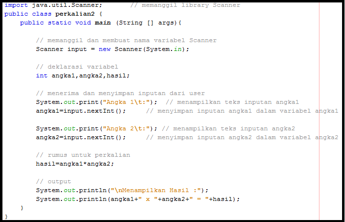 Contoh Program Perkalian ~ Materi Java Pemula