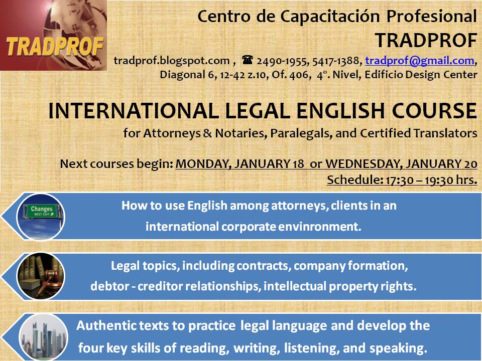 Next INTERNATIONAL ENGLISH COURSES for ATTORNEYS AND SWORN TRANSLATORS