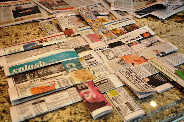 Manualidades con papel de periódico para hacer un mantel