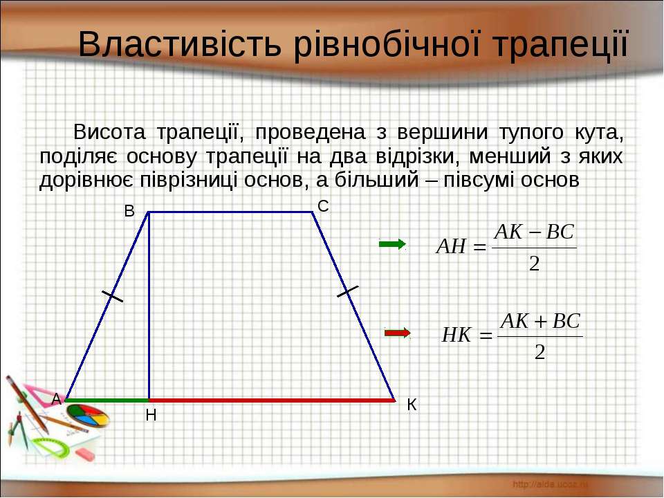Трапеція: Властивості трапеції