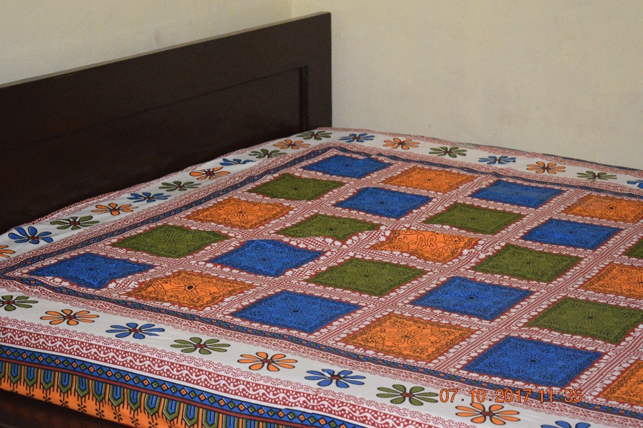 Buy jaipuri Traditional print 100 Cotton Bedsheet with 2 Pillow Covers