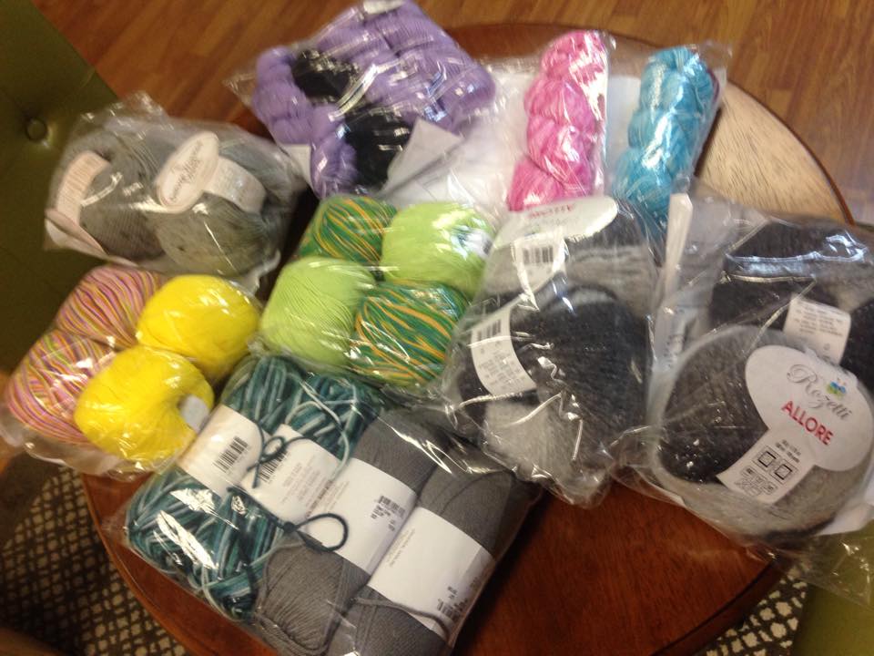 North Alabama Yarn Crawl Door prizes have arrived from Universal Yarns!