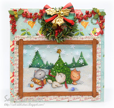 Mulberry Wood Purrfect Christmas Window Card