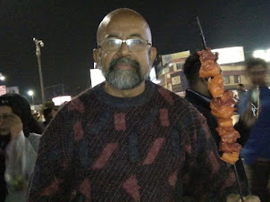 Seafarer/Blogger/Traveller Rudolph.A.Furtado having a "Pork Barbeque" at Police Bazaar in Shillong.