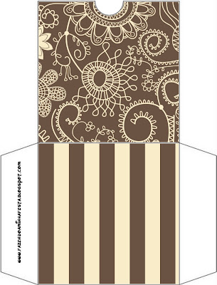 Imprimibles gratuitos de flores en marrón y beige rústico. Funda para CD.