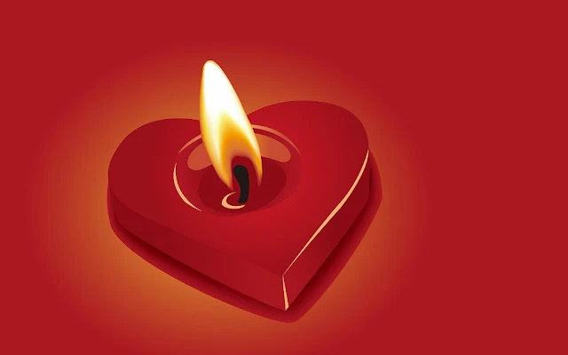 Rode 3D liefde afbeelding met een brandende kaars
