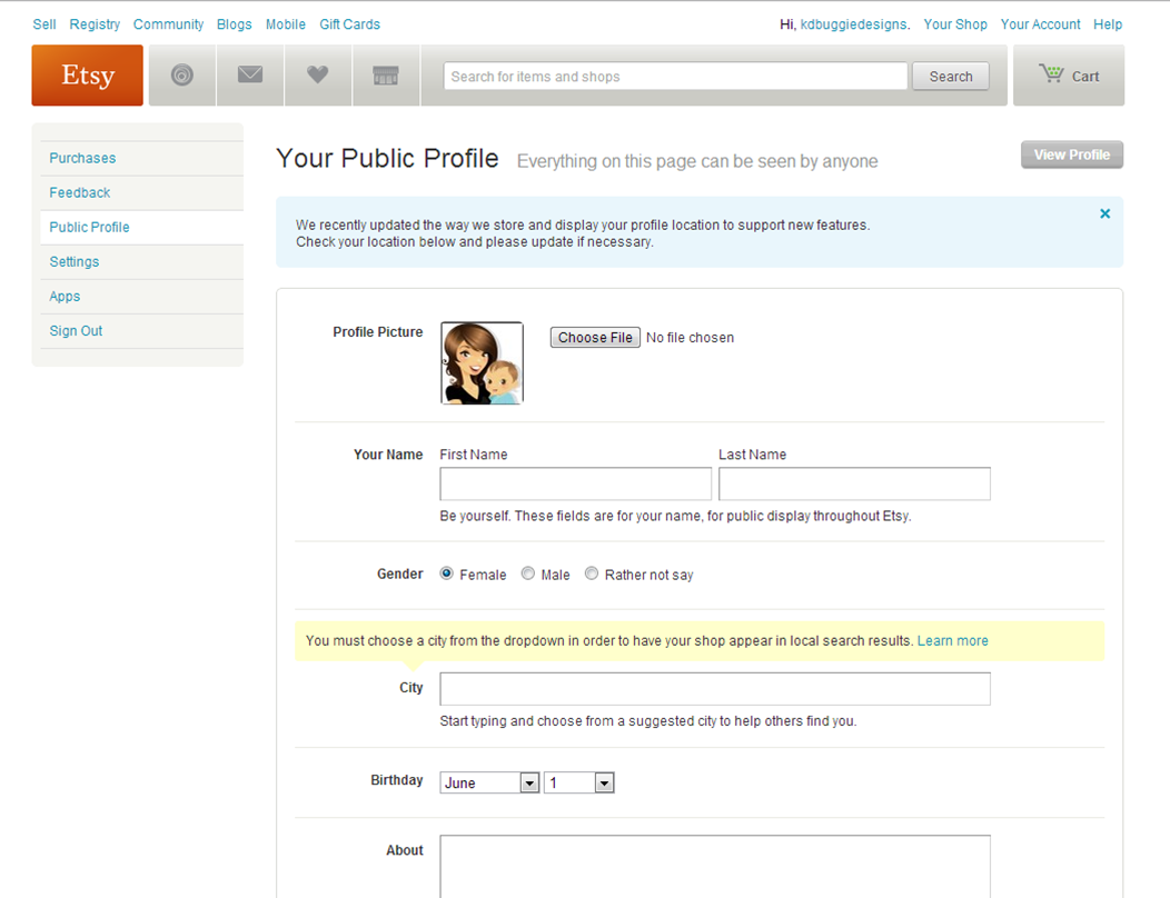 Etsy Seller Series Setting Up Shop Part 1 (Your Public Profile