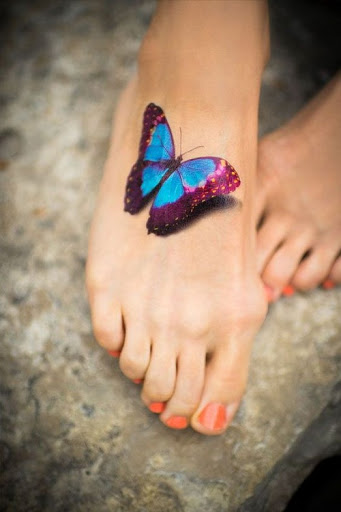 Borboleta Colorida Pé Da Tatuagem