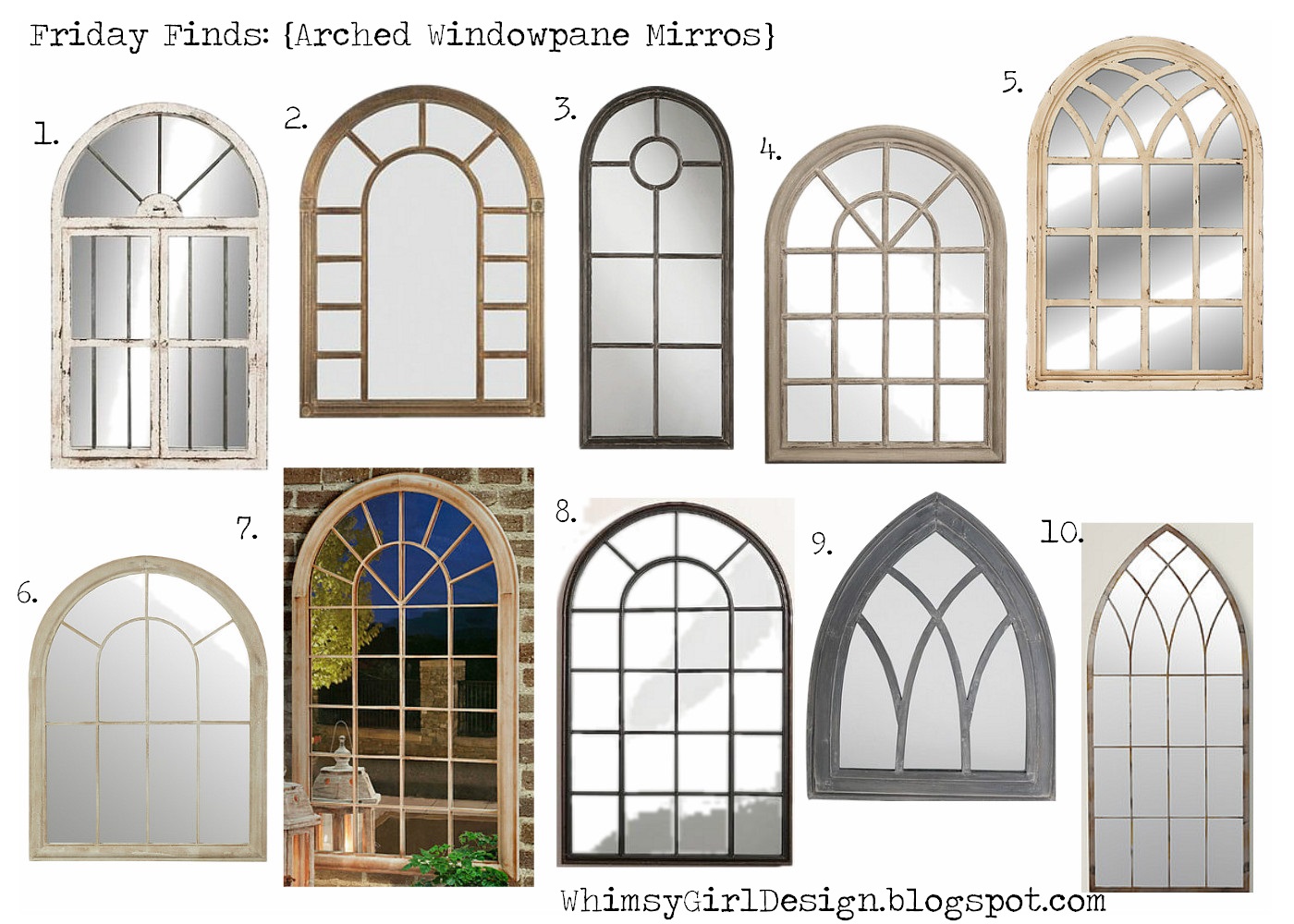 whimsy girl Friday Finds {Arch Windowpane Mirrors}