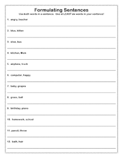 Ms. Lane's SLP Materials: Expressive Language: Formulating Sentences