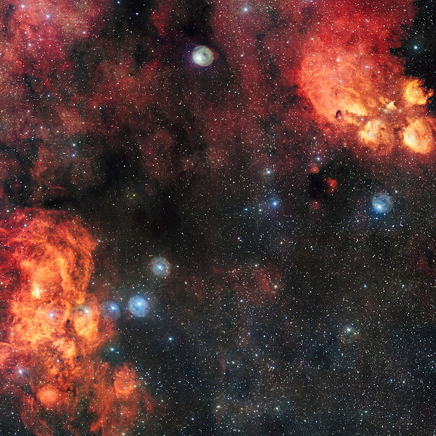 Emission Nebulae NGC 6334 and NGC 6357