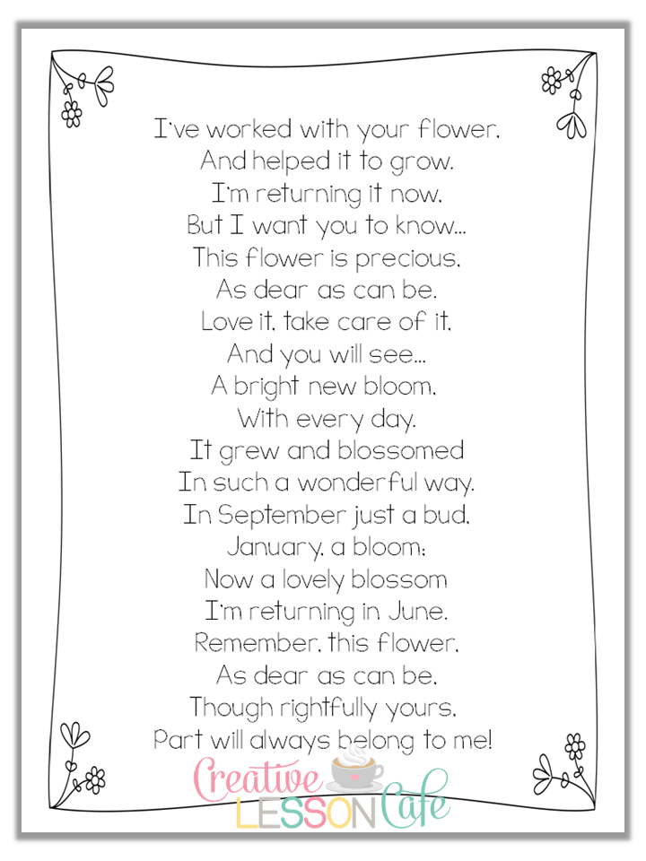  Saying Goodbye~End of the Year Poem for Parents Freebie!