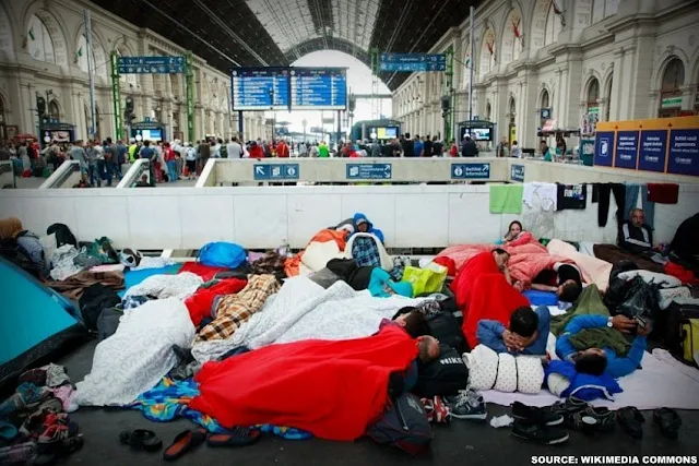 Refugees at Keleti Railway Station, Budapest