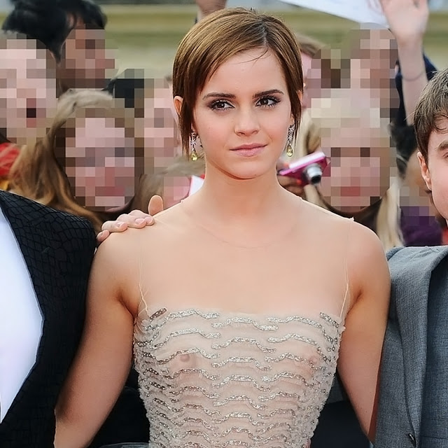 Emma Watson Breast Hard Nipple In See Through Dress In Harry Poter Premiere