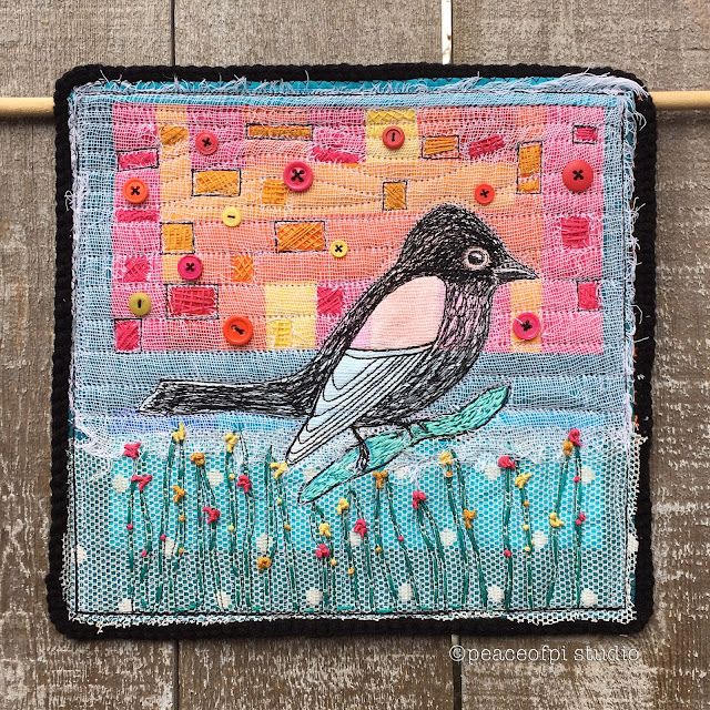 peaceofpi studio: Bird Soft Sculpture with Drizzle Stitch Hand Embroidery