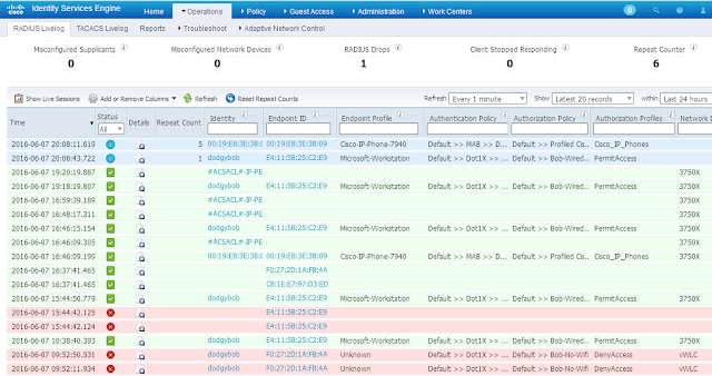 ISE live log