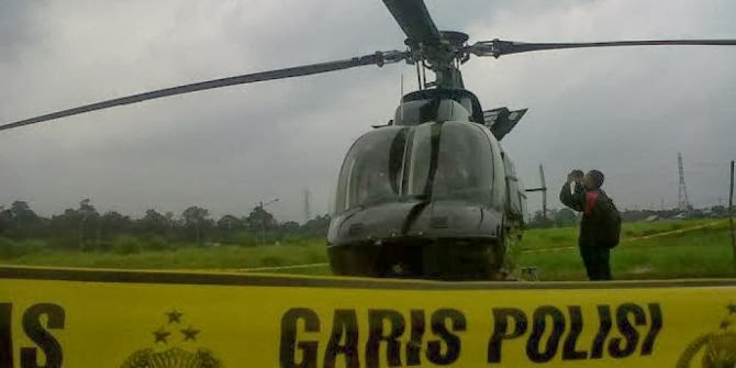 Helikopter Terjatuh di Kampung Cibitung Padurenan Bekasi