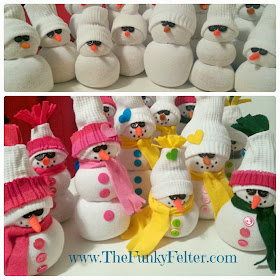 how to make sock snowman easy craft tutorial by the funky felter