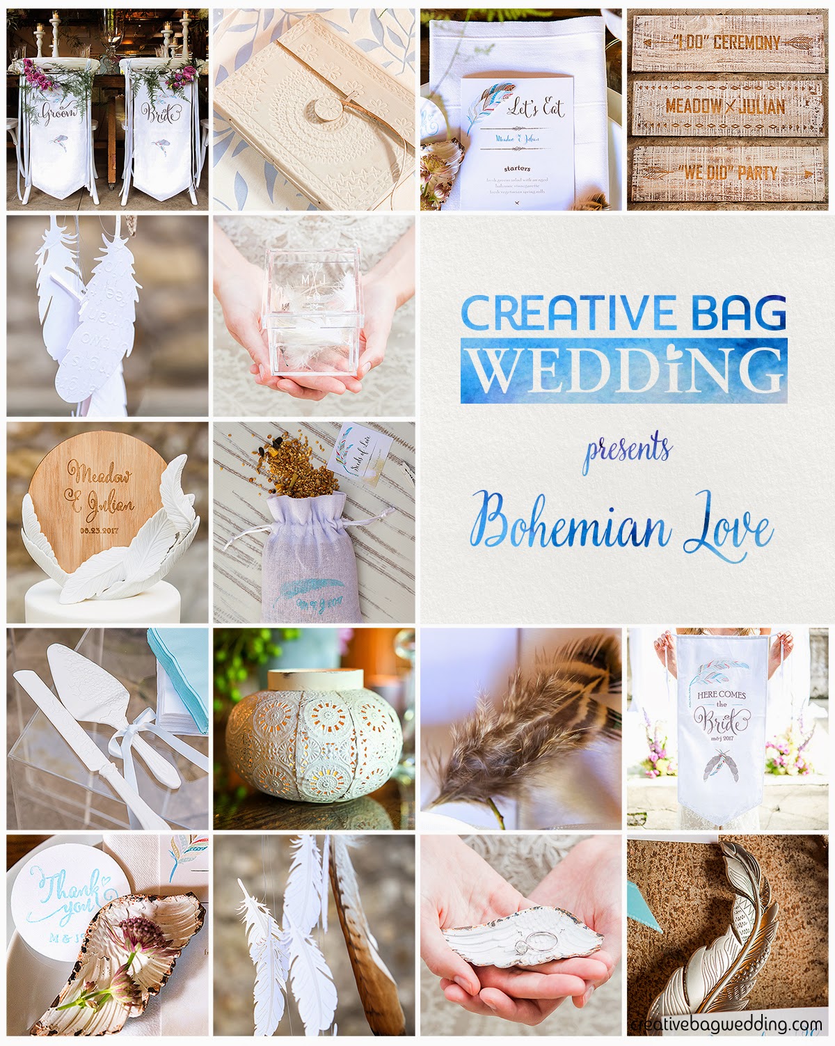 bohemian love mood board | Creative Bag Wedding