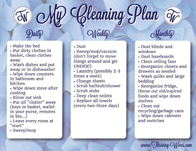 free printable daily weekly monthly cleaning plan