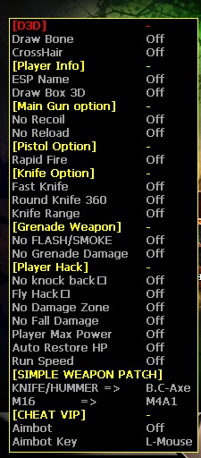 Grenade Weapon Hack. Patch Knife. Cheat off com. Fast options