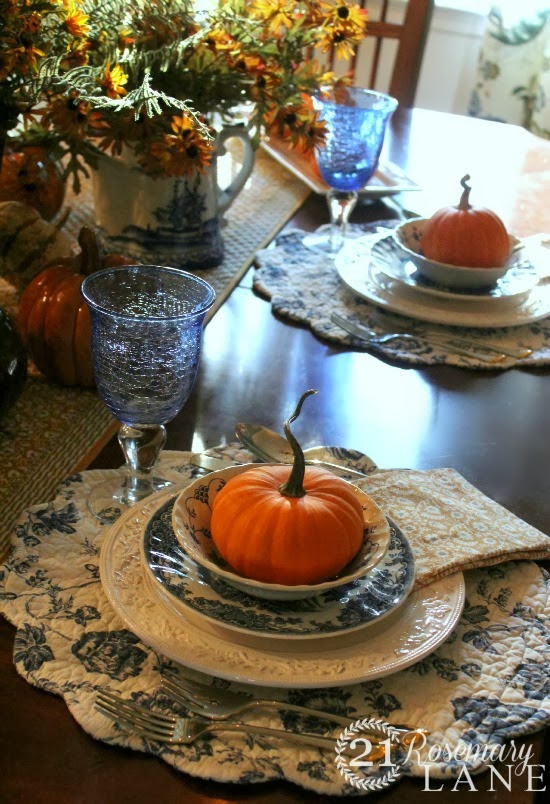 21 Rosemary Lane: A Thanksgiving Table ~ Blue and White Inspired