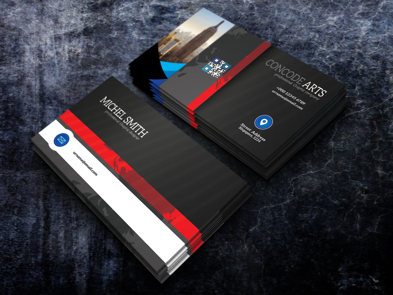 free download professional black business cards  free business Throughout Free Business Card Templates In Psd Format