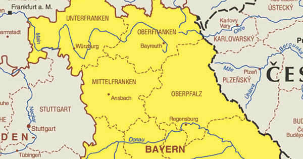 Bayern Karte von Bundesländer | Landkarte Deutschland Regionen Politische