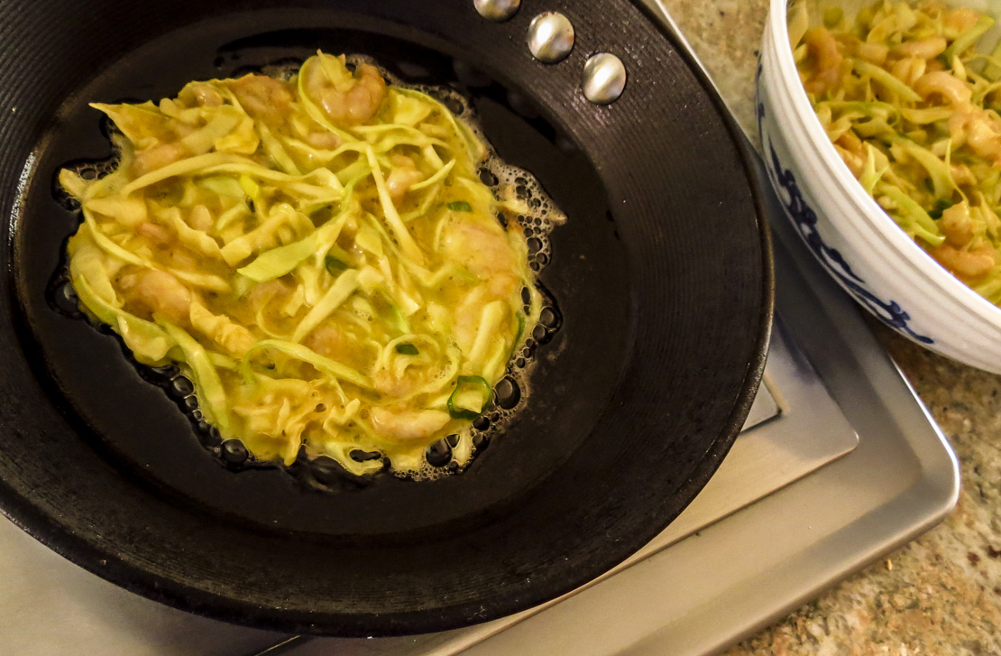 OnTheMoveIn the Galley Okonomiyaki Japanese Cabbage and Shrimp Pancake