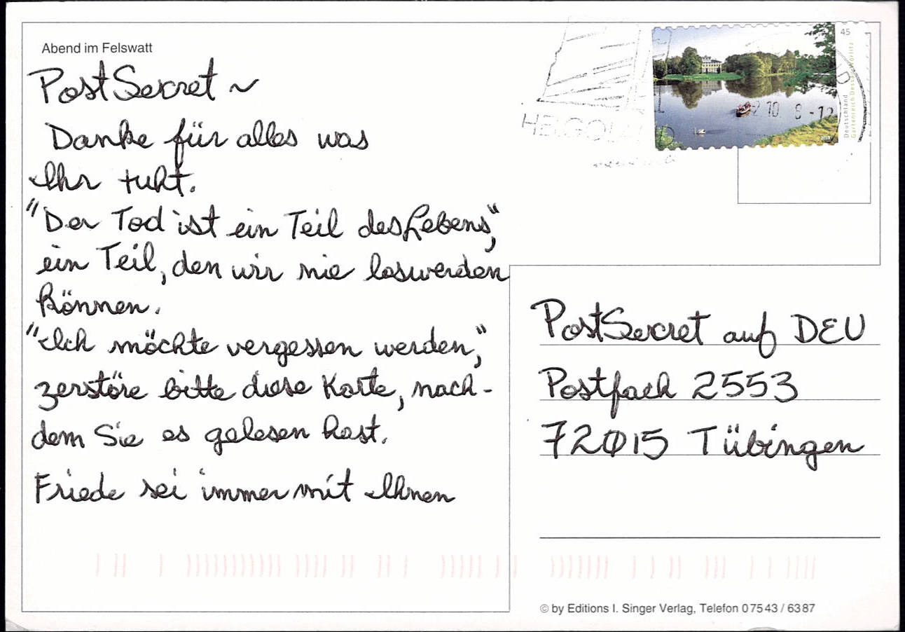 PostSecret auf Deutsch Sonntagsgeheimnisse