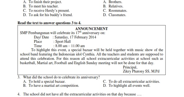 ☀ 41 contoh soal kunci jawaban bahasa inggris kls 8 ukk 2016 pics