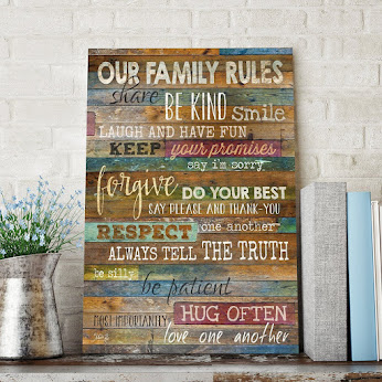 FAMILY OVER EVERYTHING: "OUR FAMILY RULES" SIGN