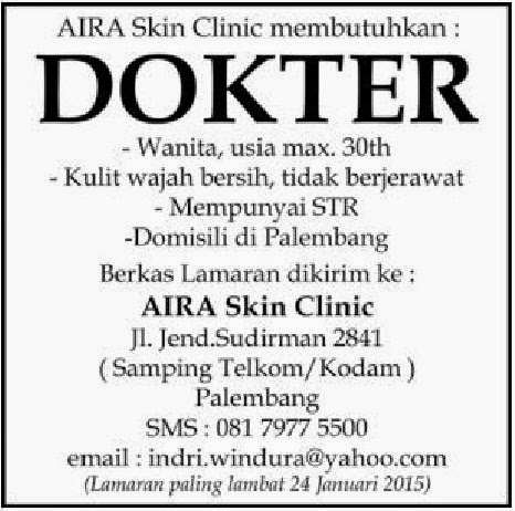 Lowongan kerja Palembang - AIRA Skin Clinic