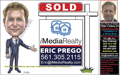 IMedia Realty Sold Sign Business Card Caricature