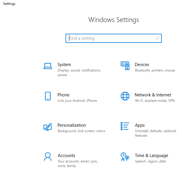 Windows 10 Control Panel Location