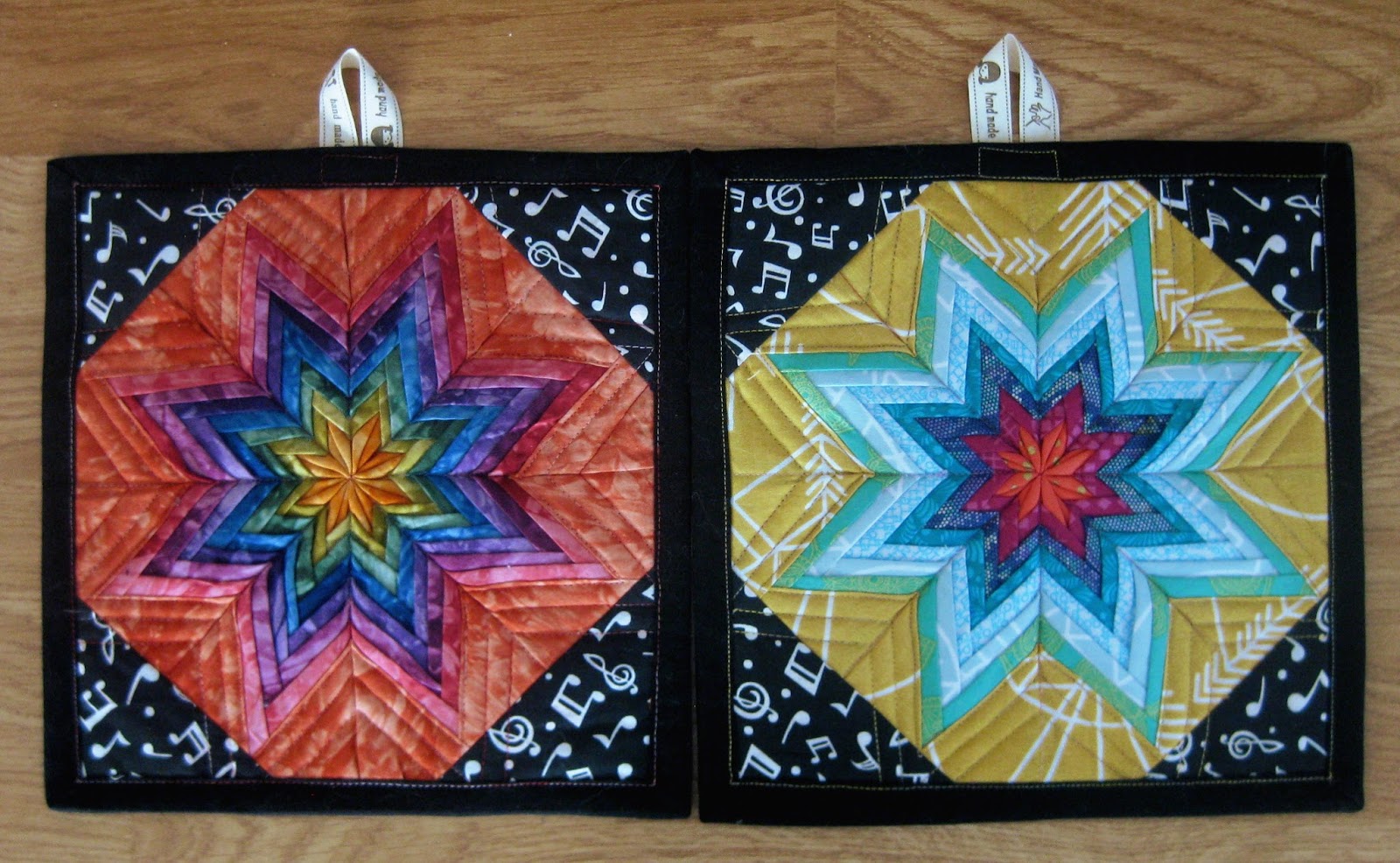 Tweety Loves Quilting Fancy pot holders (and a linky party)