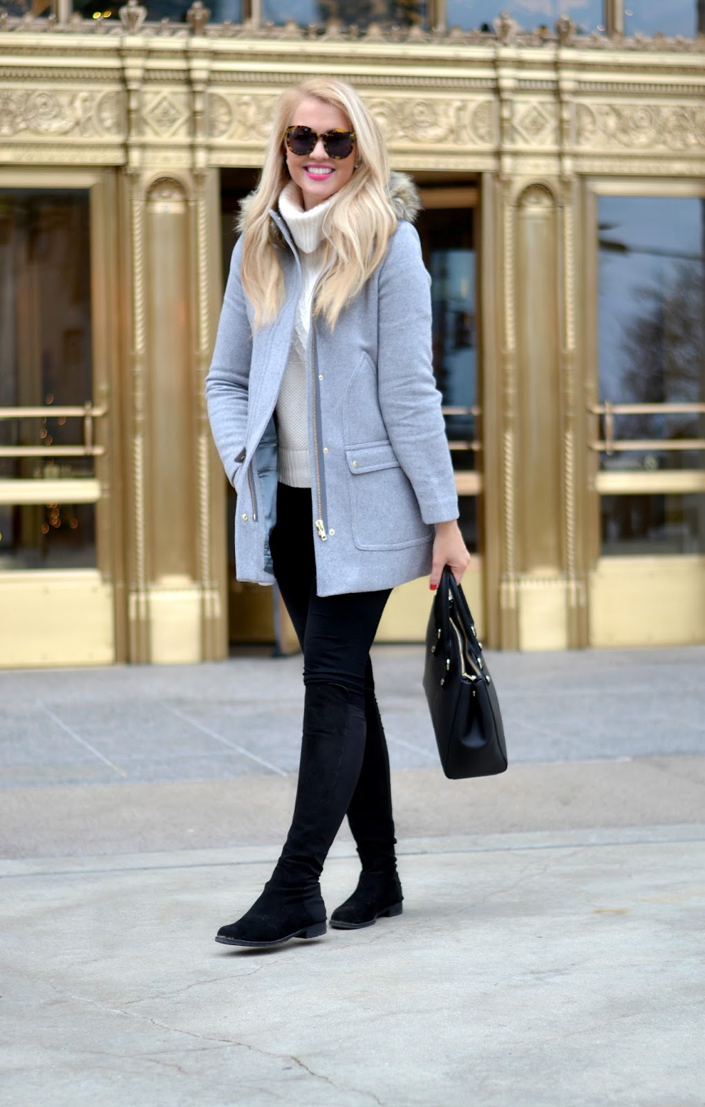 Winter Grey Parka | bright and beautiful | Chicago Fashion + Lifestyle Blog