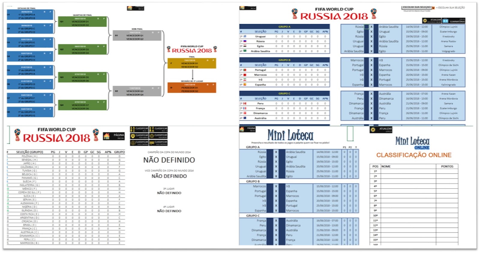 COPA DO MUNDO 2018 EM EXCEL (GRÁTIS + LOTECA)